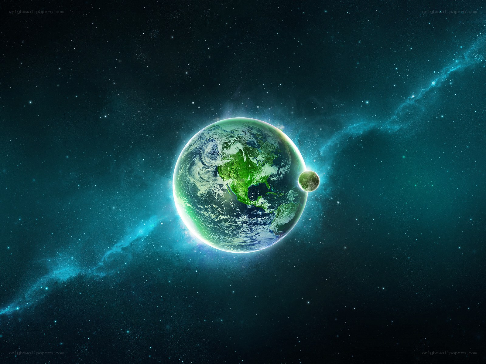 Earth and Moon in Space