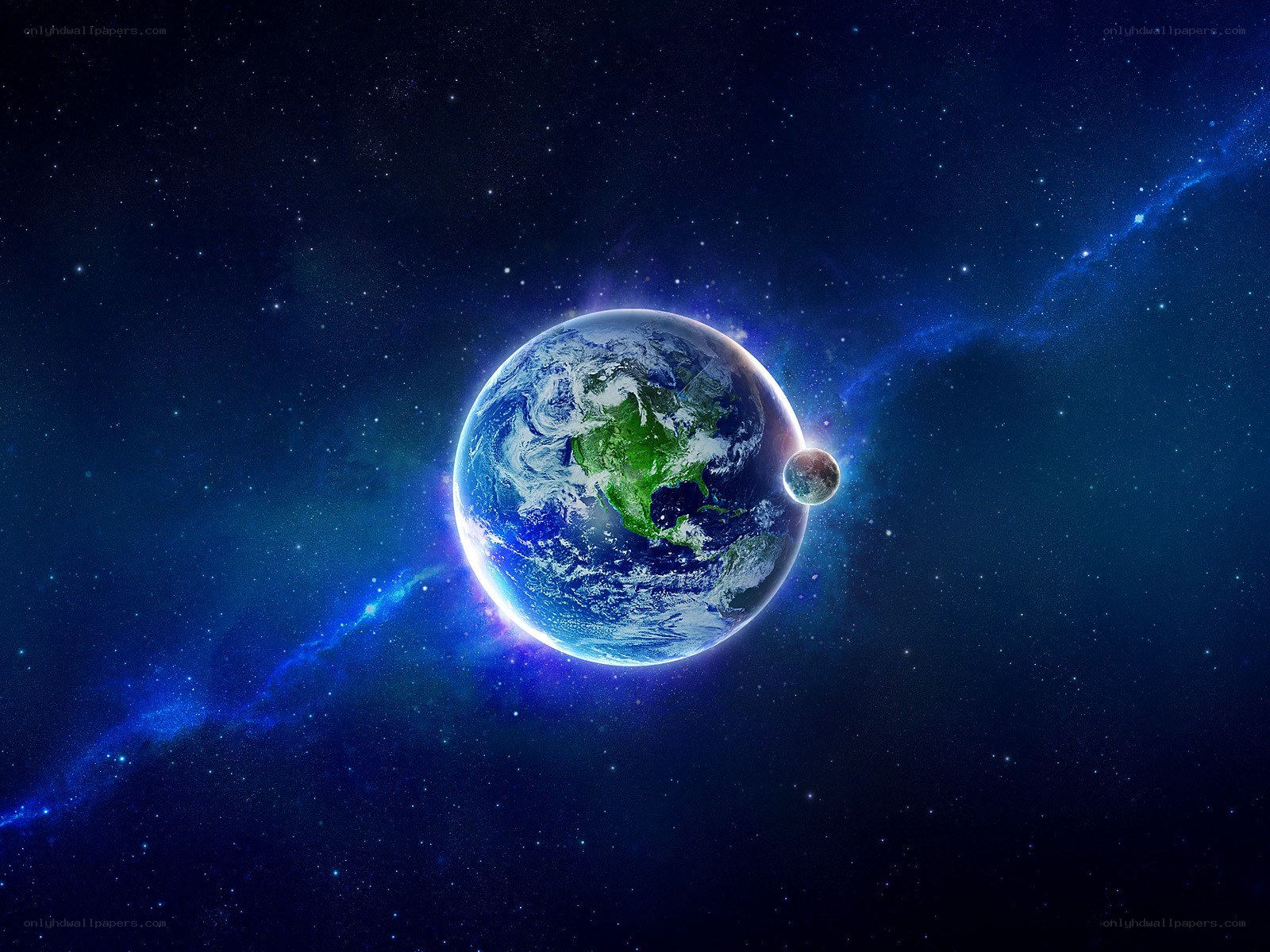 Earth and Moon in Space