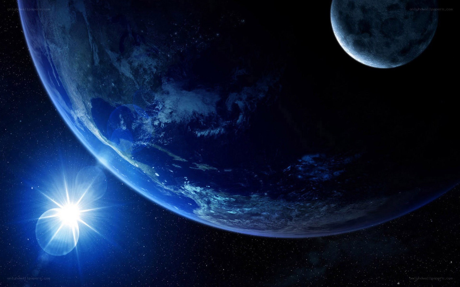 Earth and Moon in Space