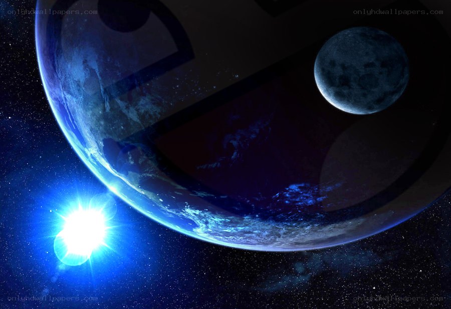 Earth and Moon in Space