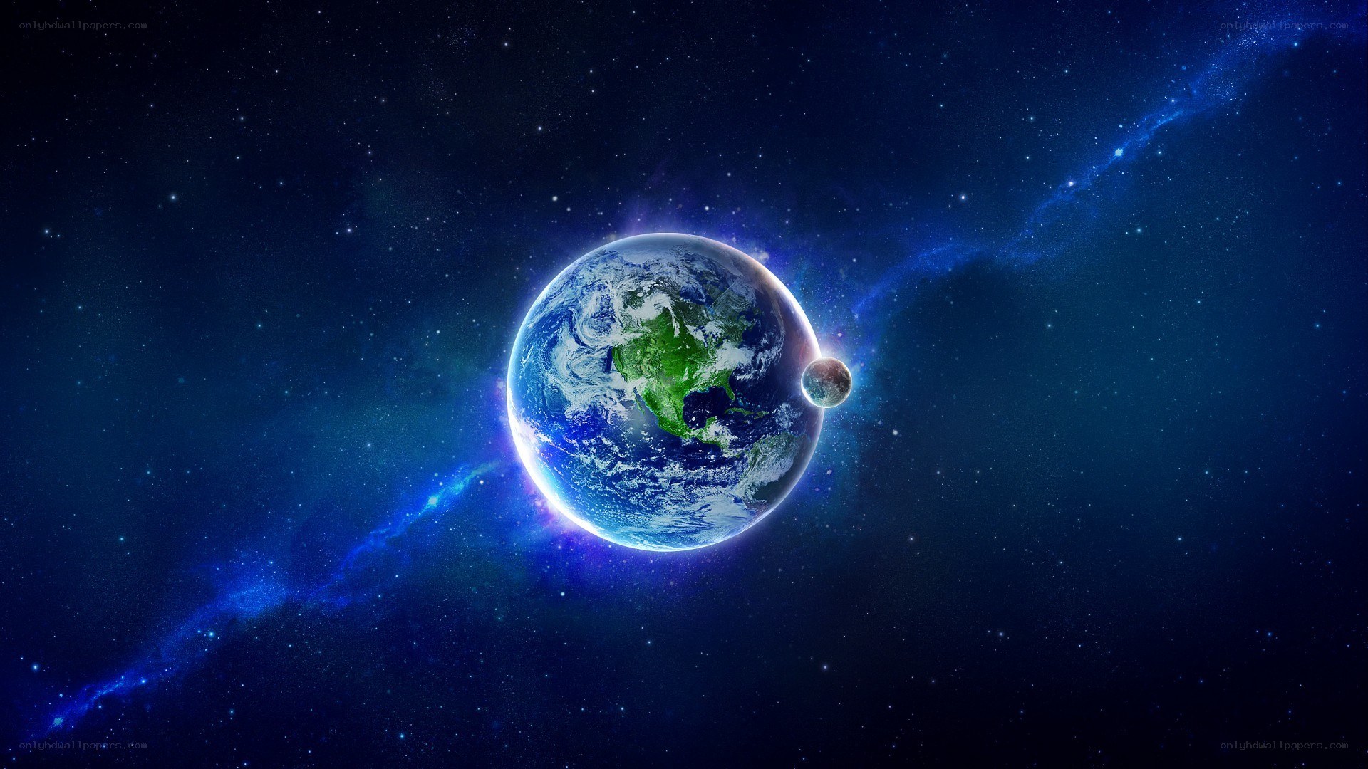 Earth and Moon in Space