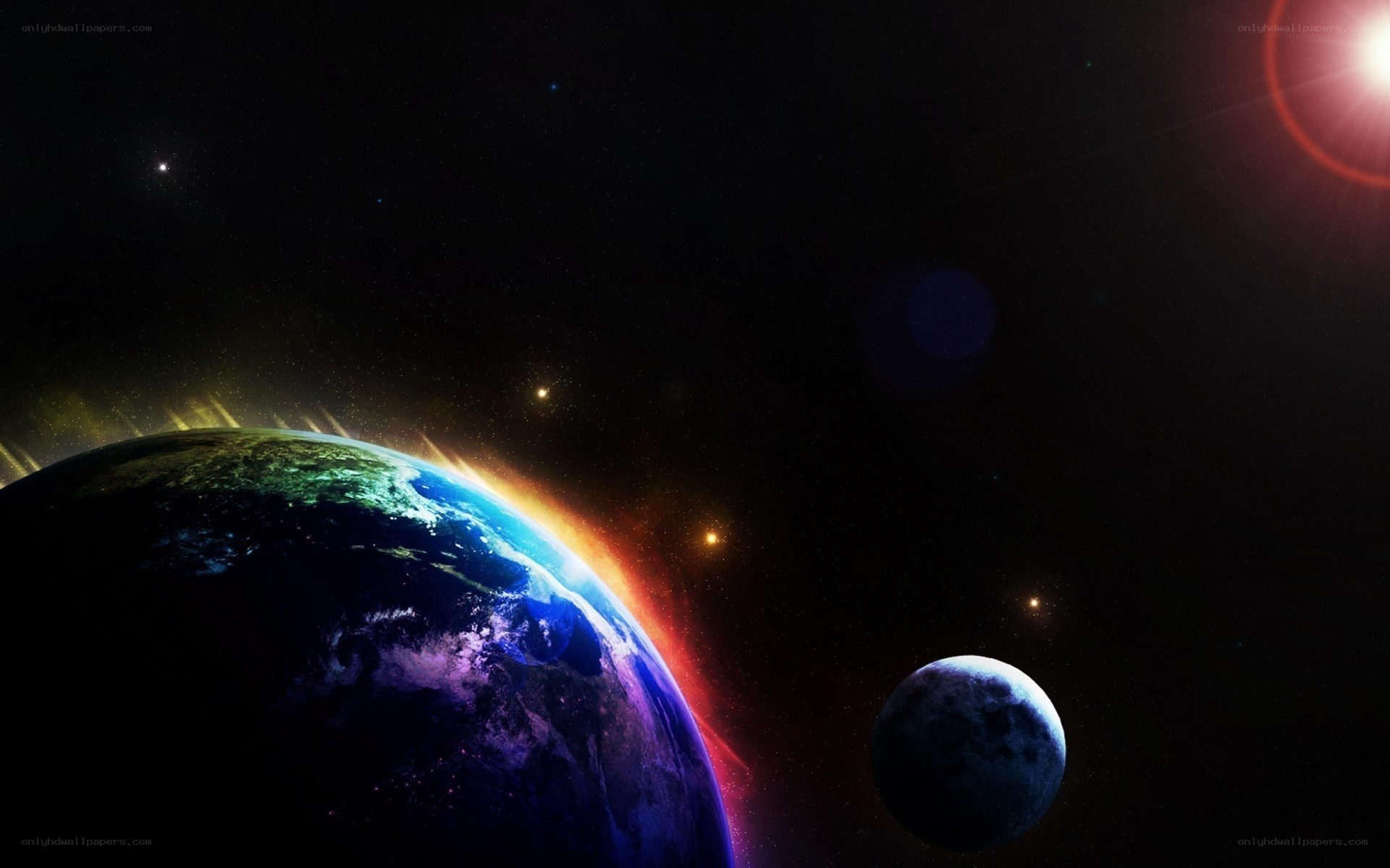 Earth and Moon in Space