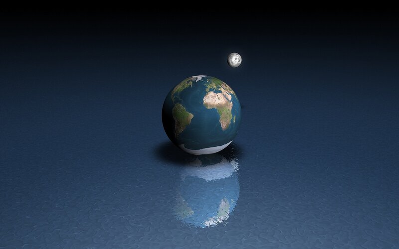 Earth and Moon in Space