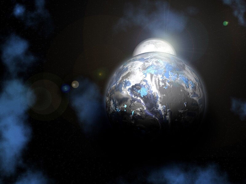 Earth and Moon in Space