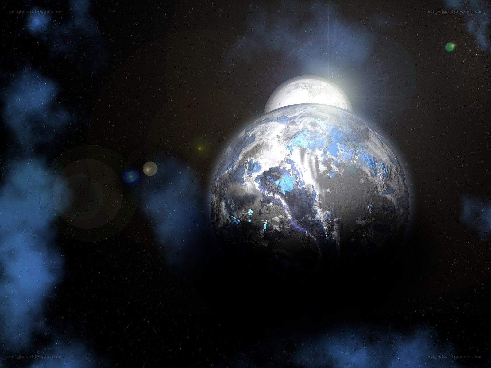 Earth and Moon in Space