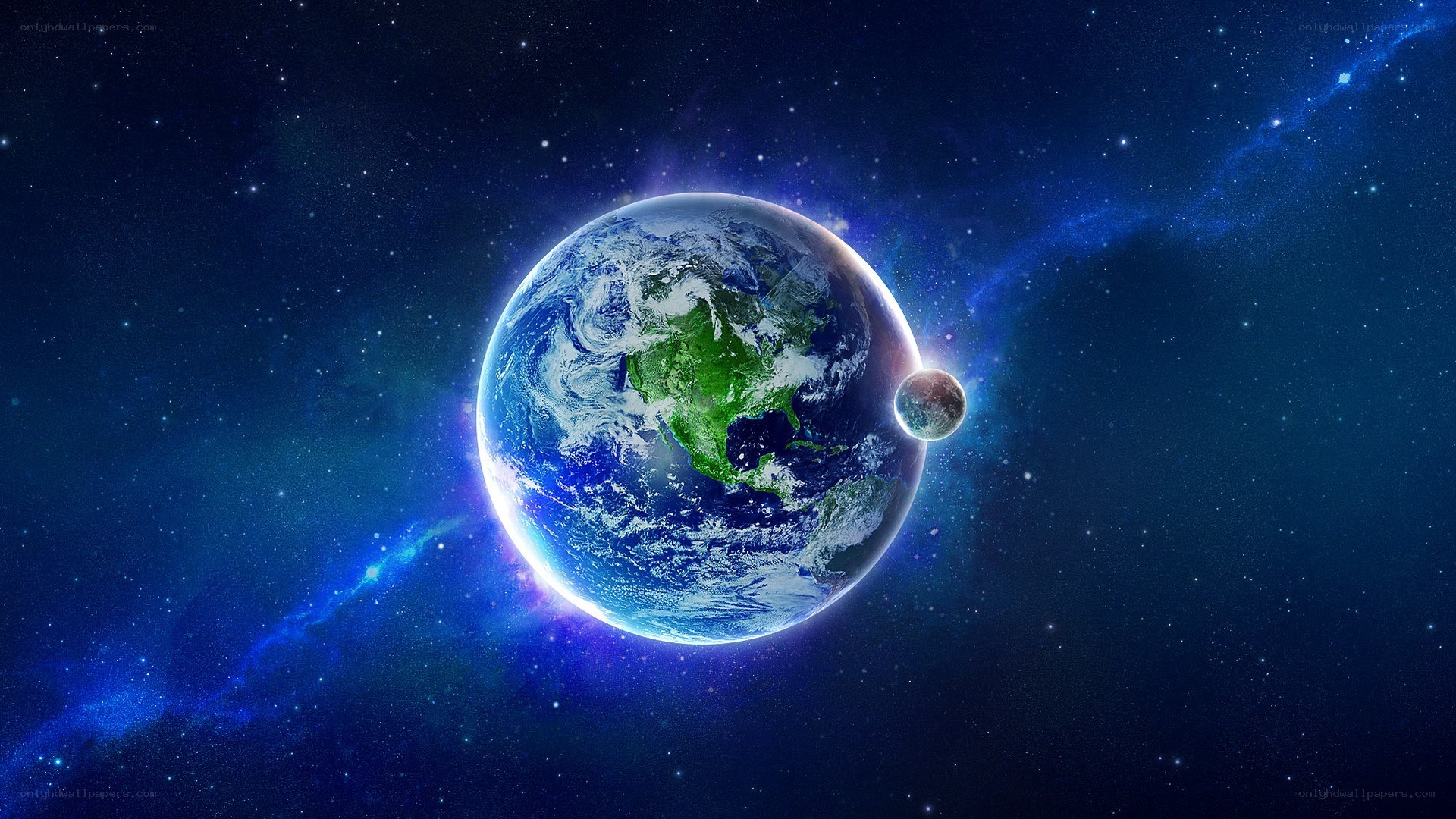 Earth and Moon in Space