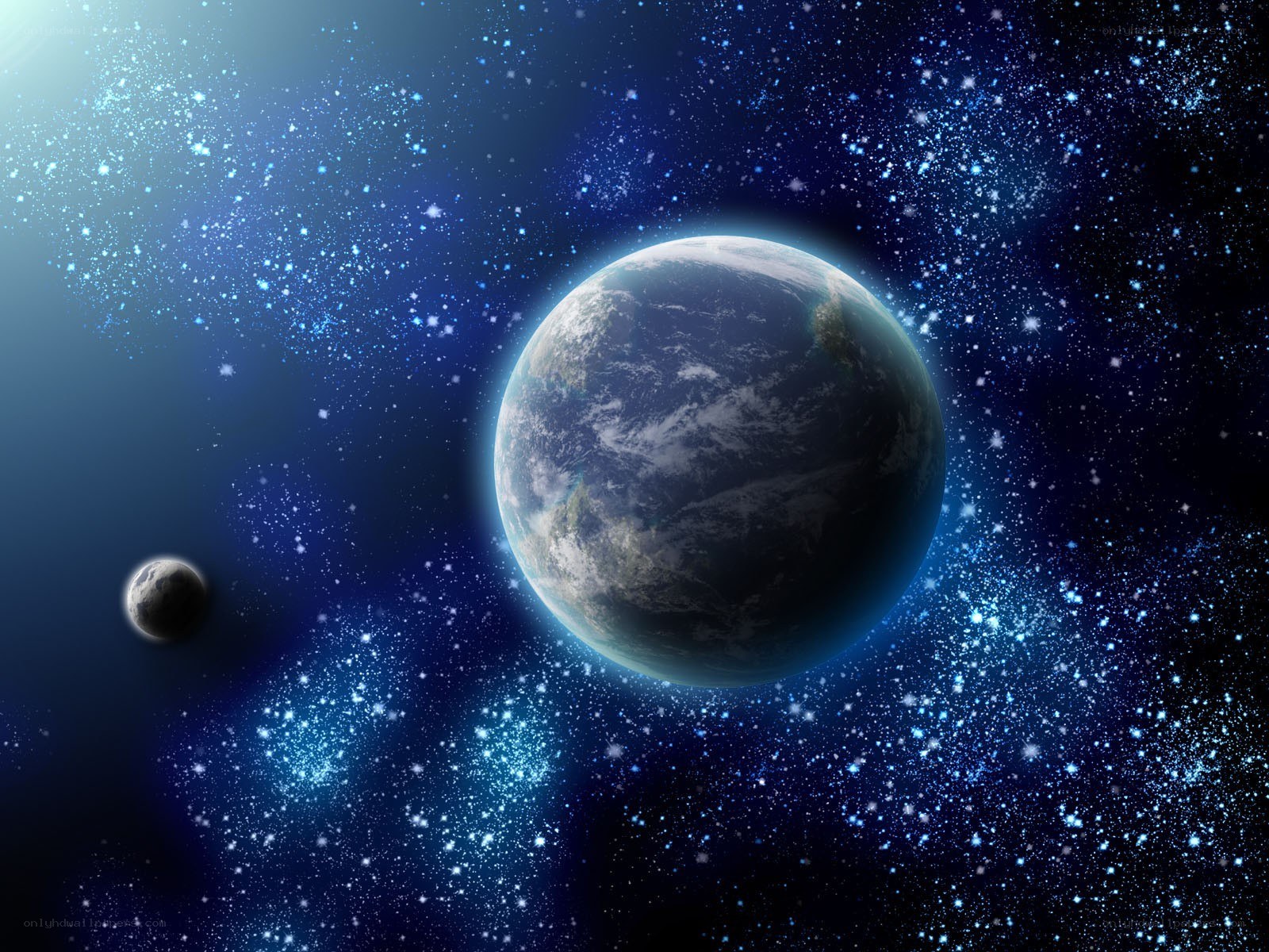 Earth and Moon in space