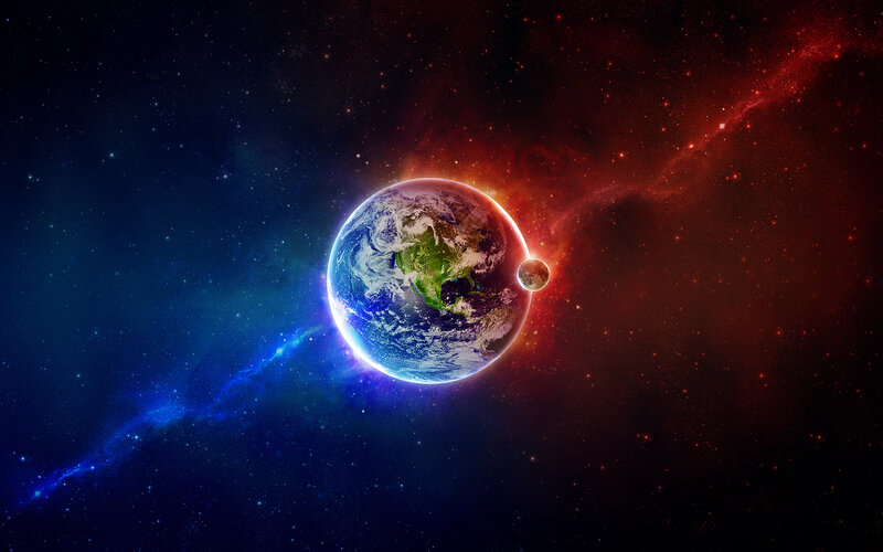 Earth and Moon in Space