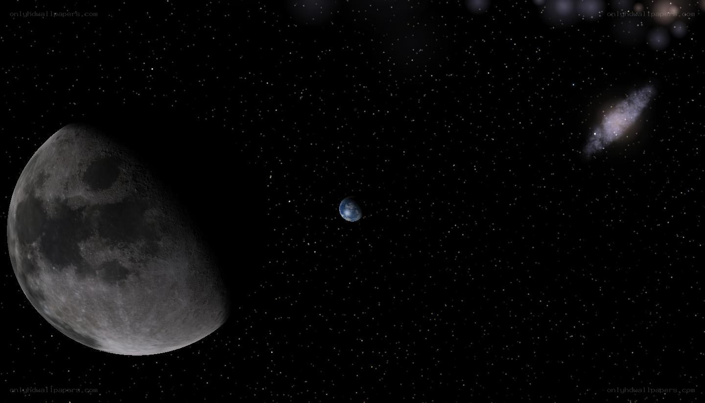 Earth and Moon in space