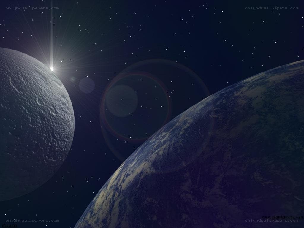 Earth and Moon in Space