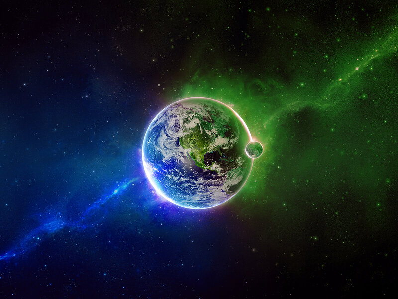 Earth and Moon in Space