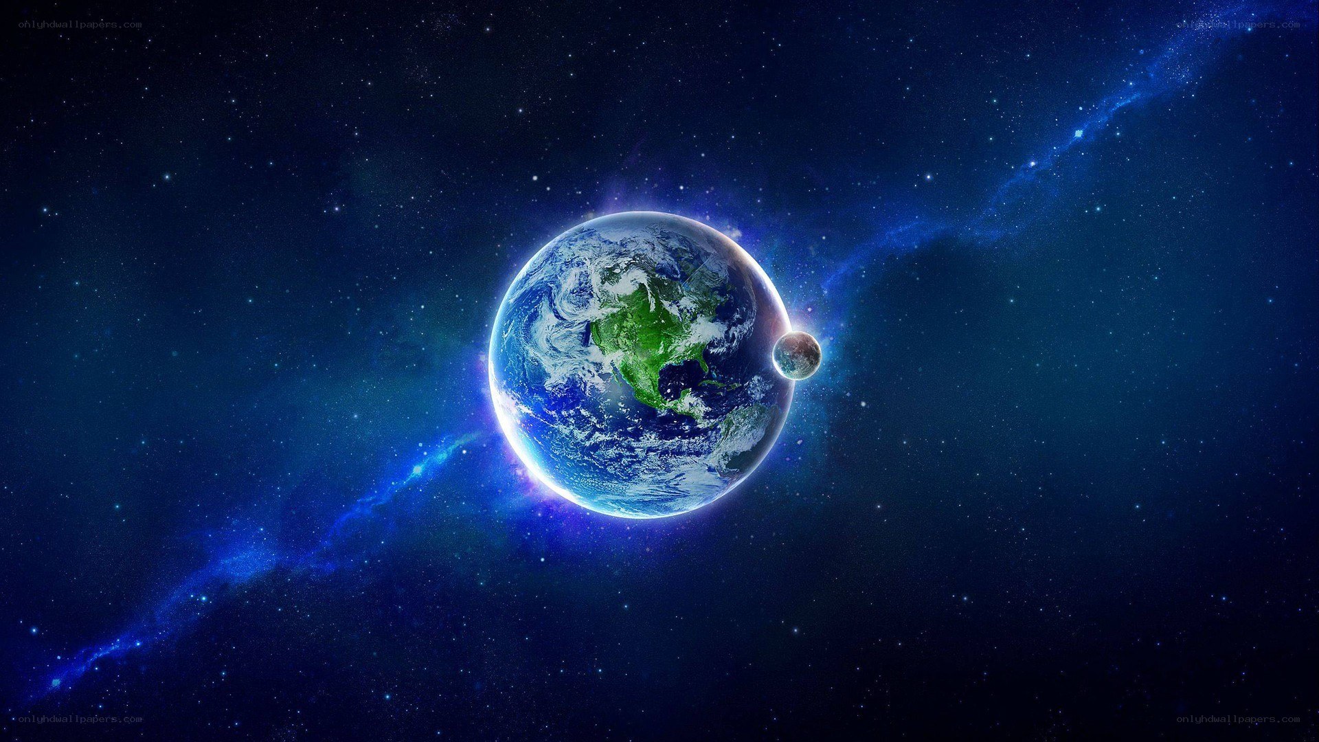 Earth and Moon in Space