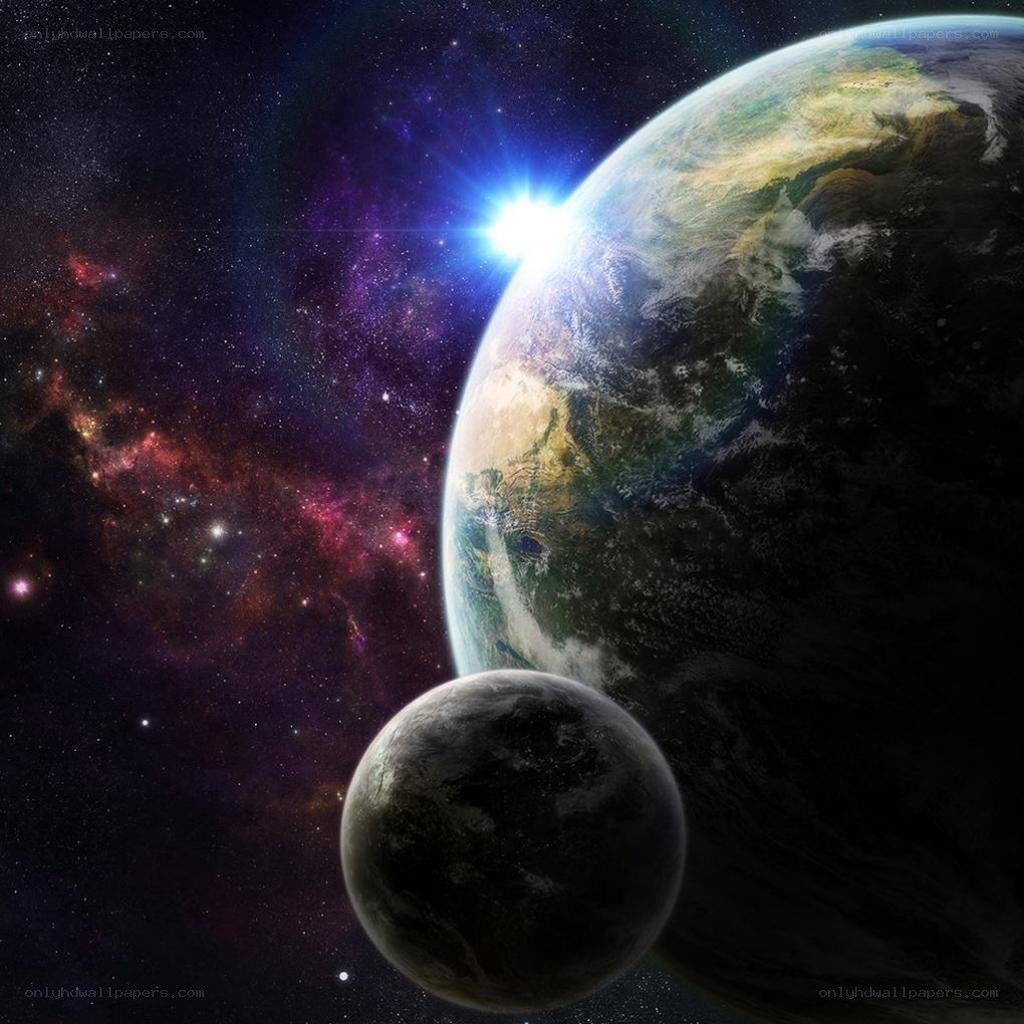 Earth and Moon in Space