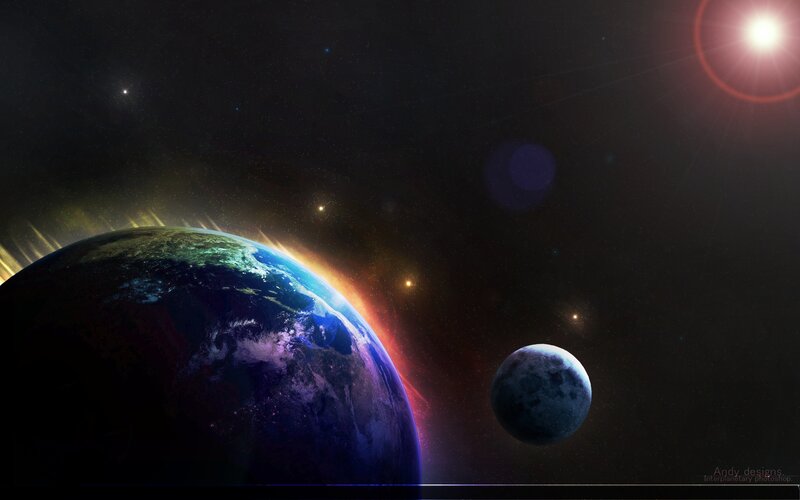 Earth and Moon in Space