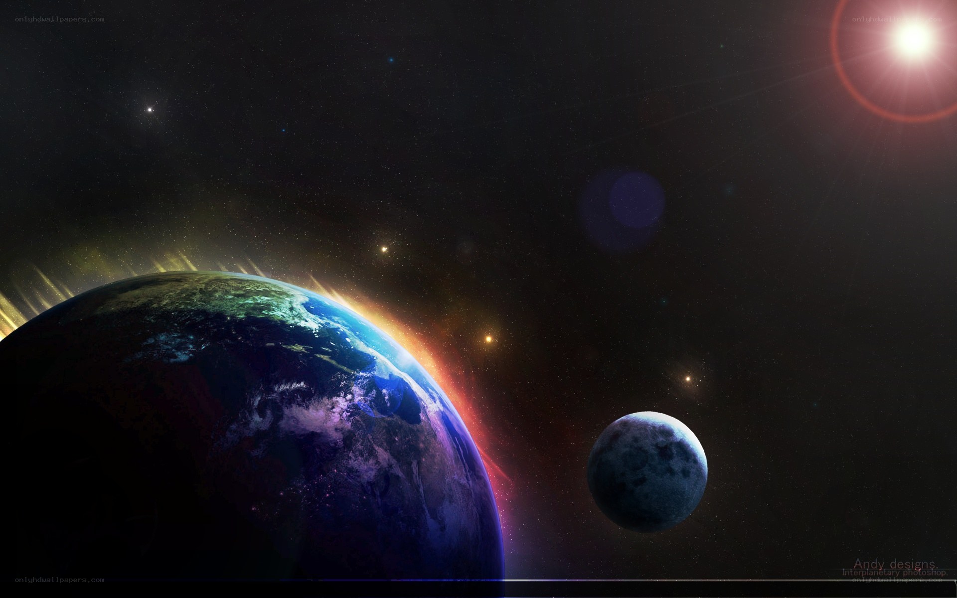 Earth and Moon in Space