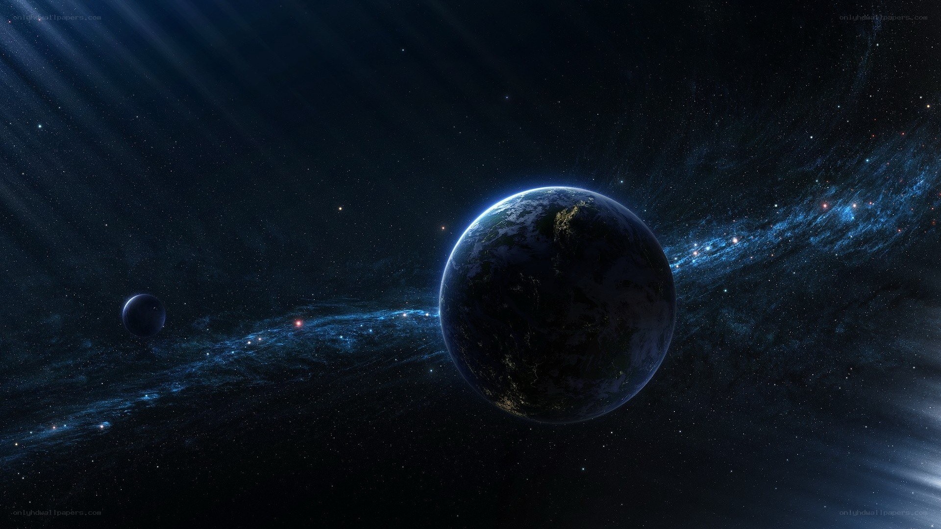 Earth and Moon in Space
