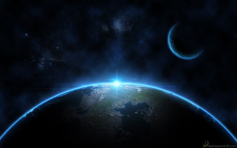 Earth and Moon in Space
