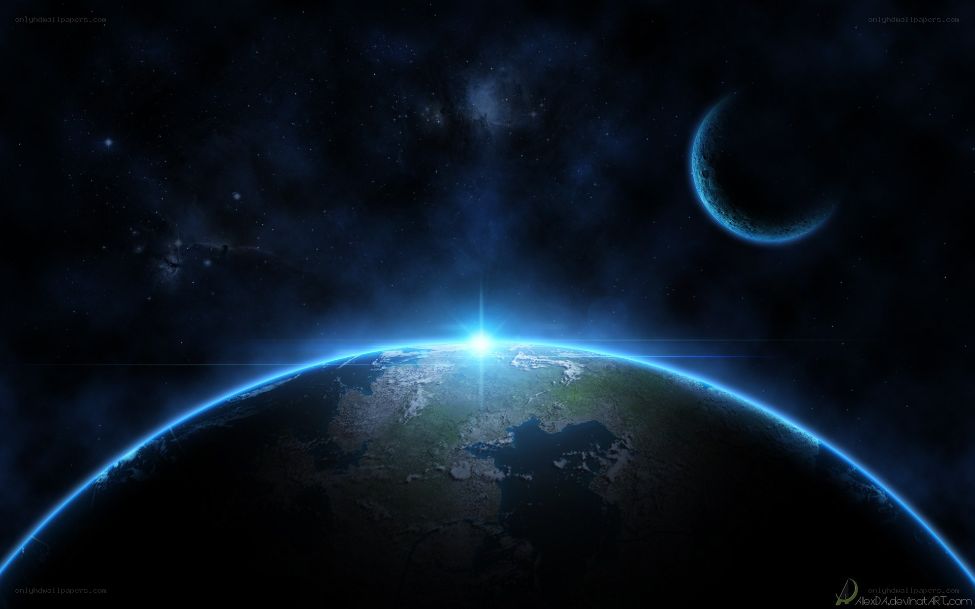 Earth and Moon in Space