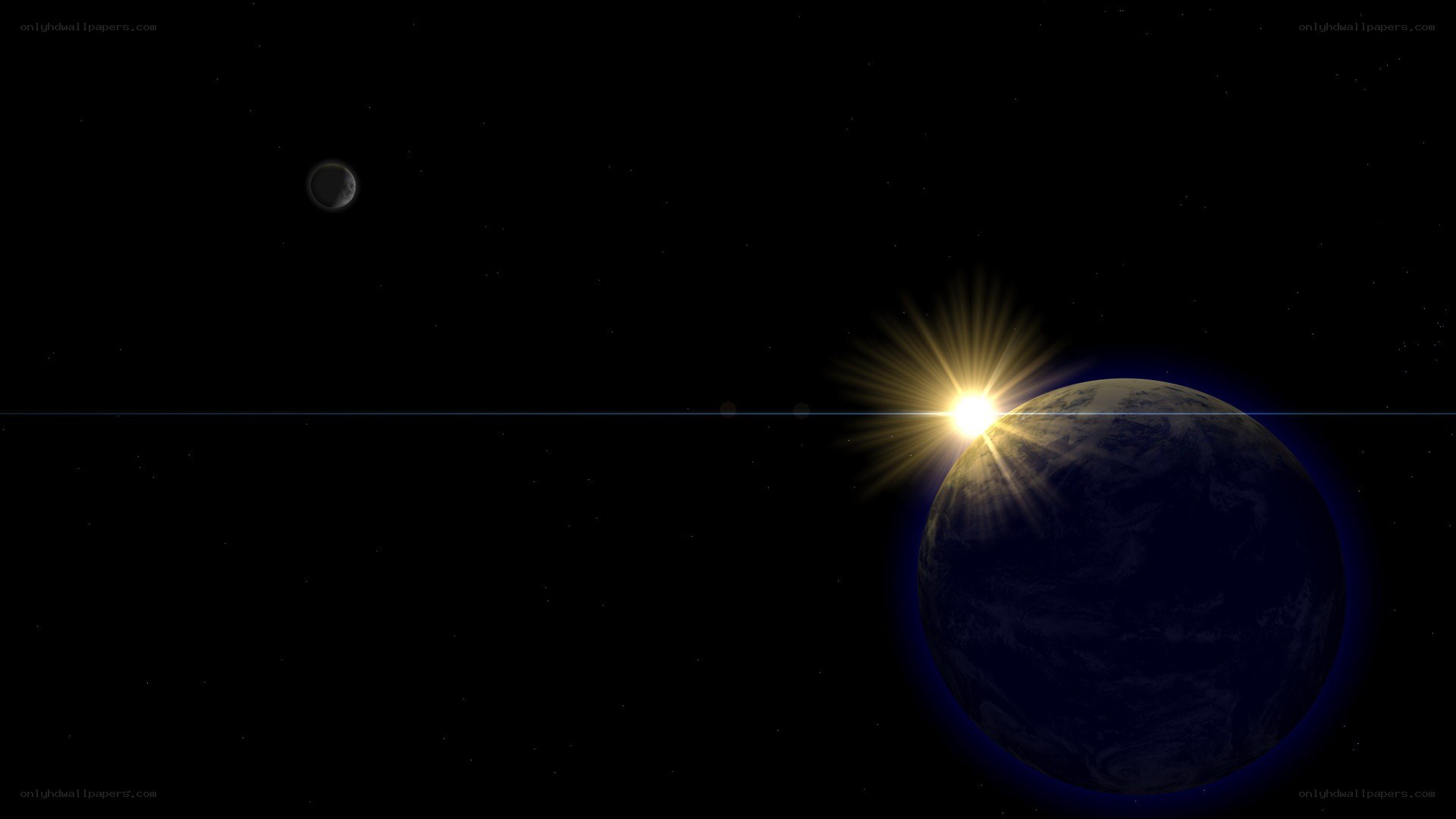 Earth and Moon in space