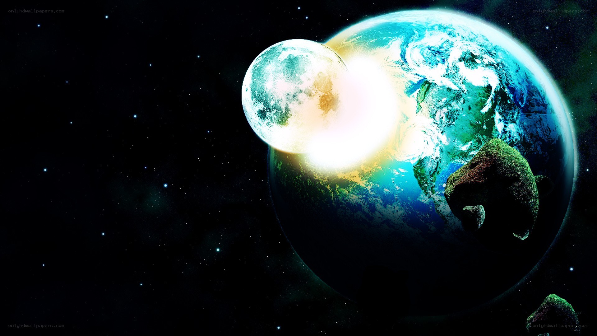 Earth and Moon in Space