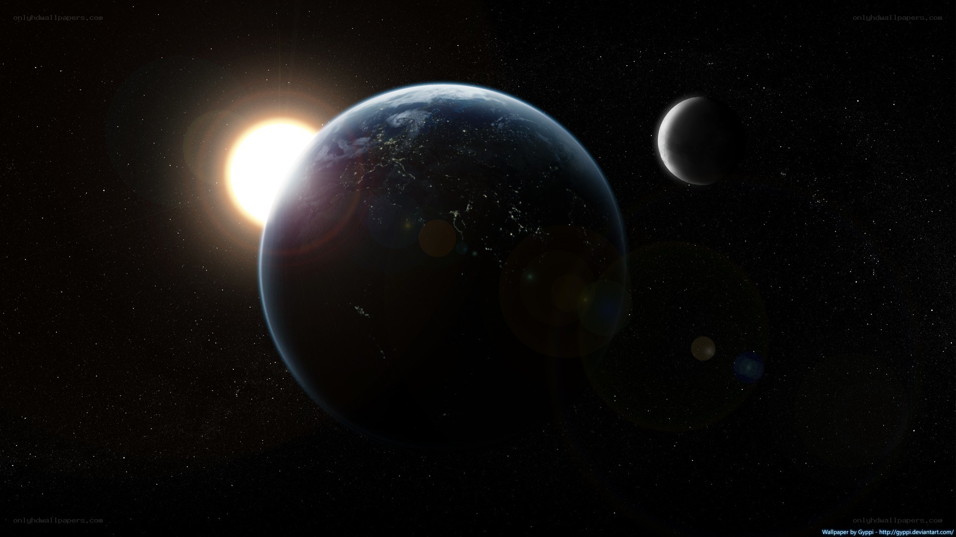 Earth and Moon in Space