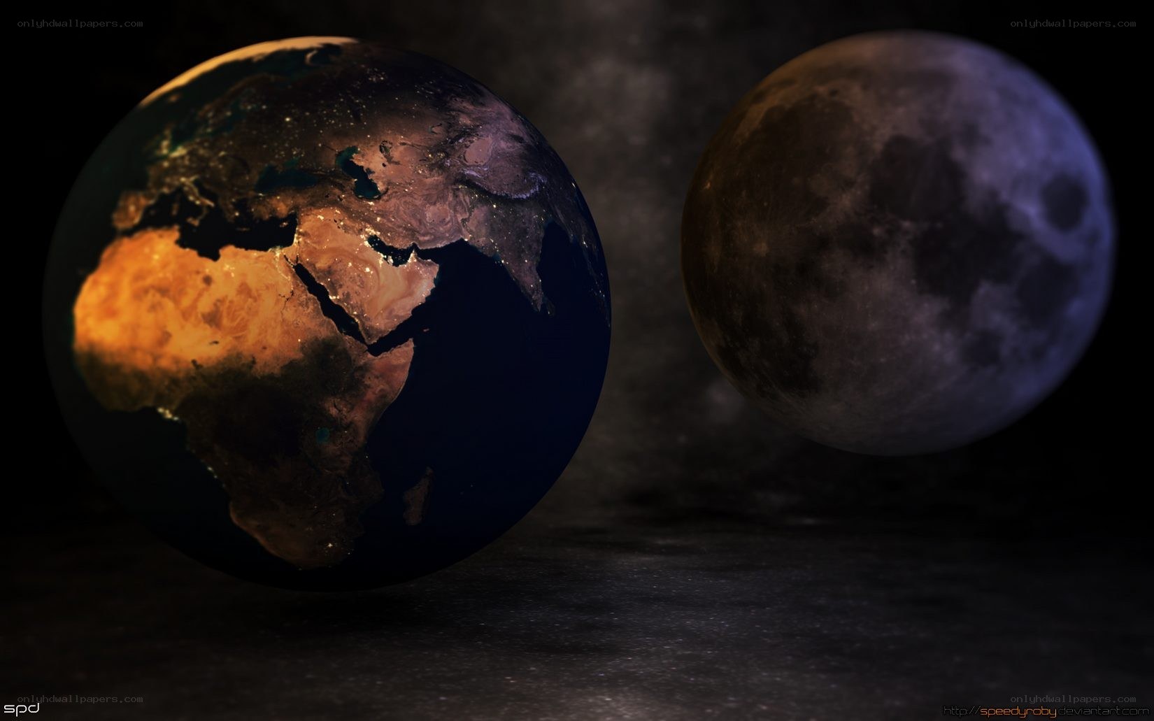 Earth and Moon in Space