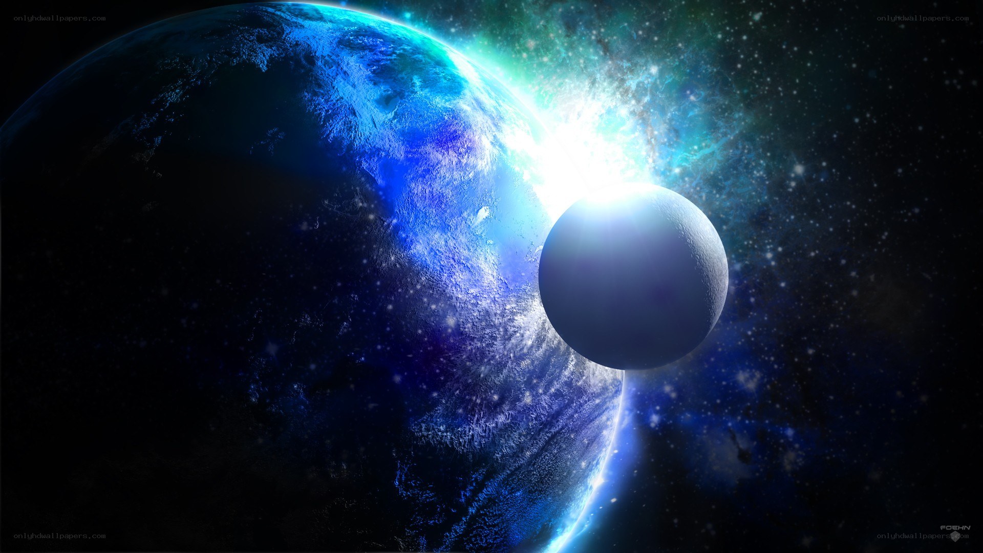 Earth and Moon in Space