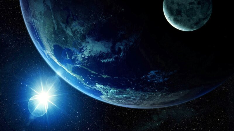 Earth and Moon in Space