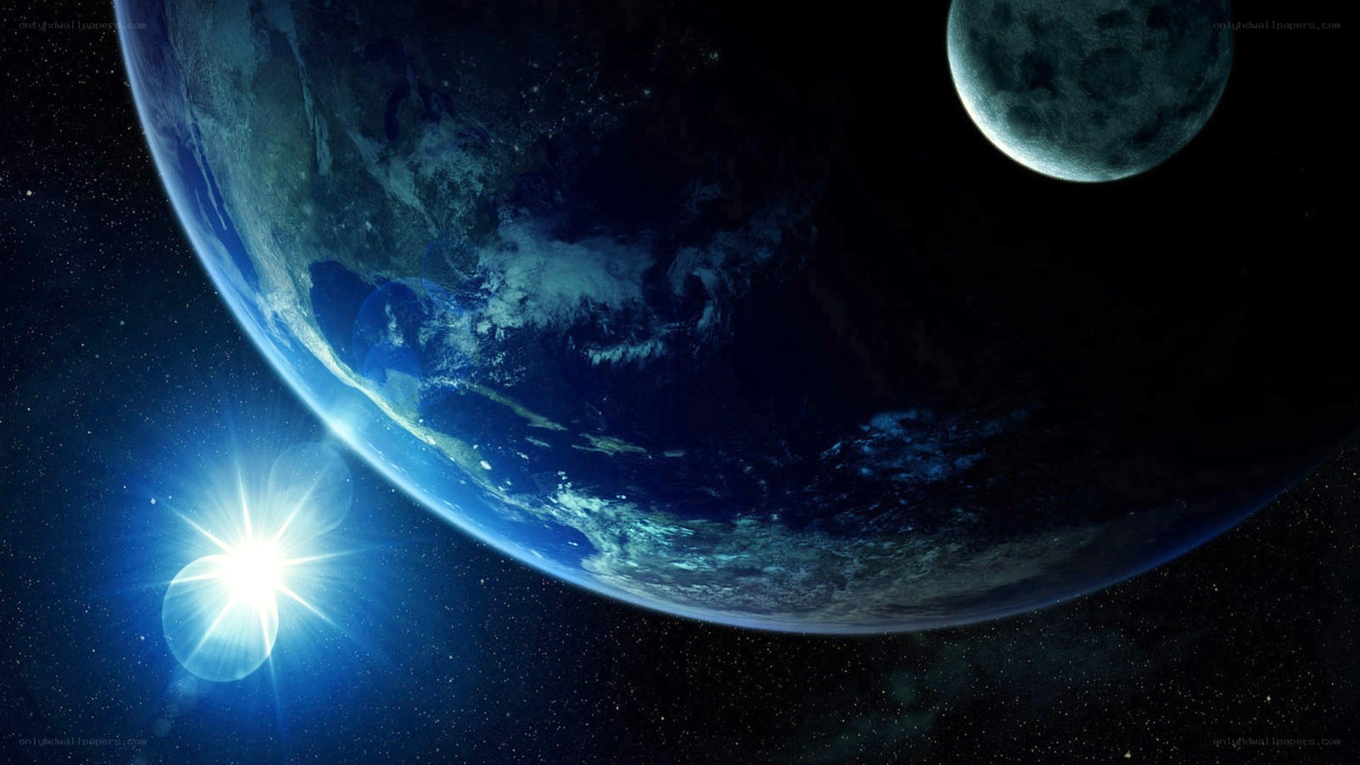 Earth and Moon in Space