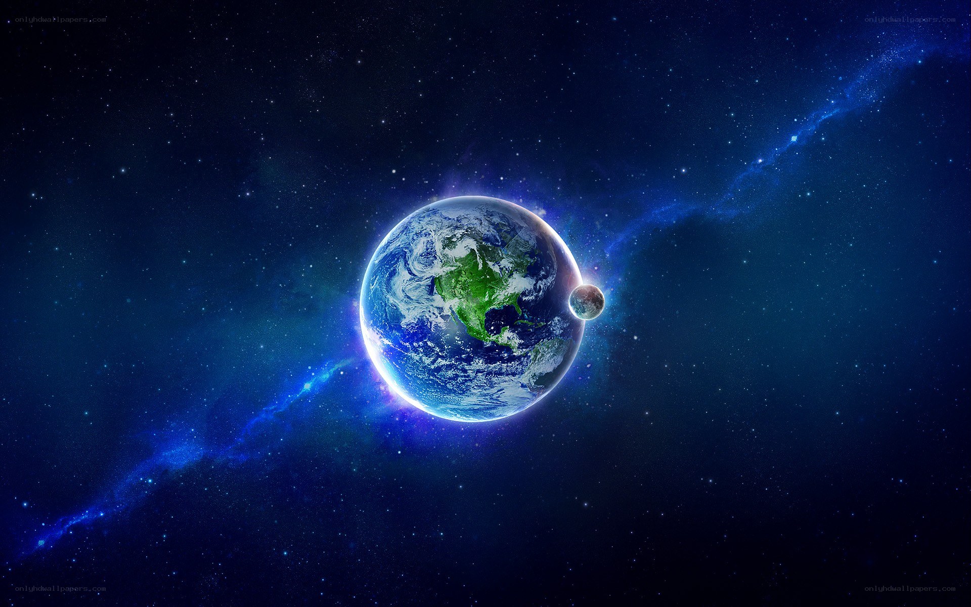Earth and Moon in Space