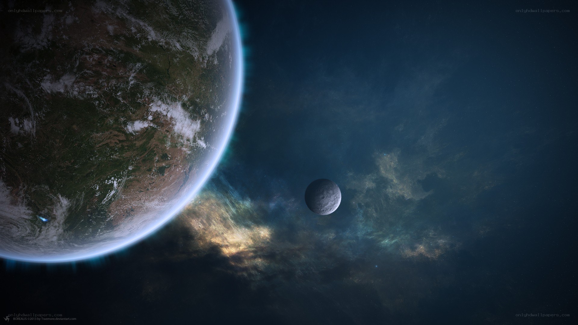 Earth and Moon in Space
