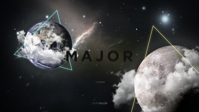 Earth and Moon in Space — Black, Cosmic