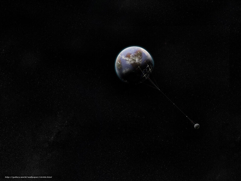 Earth and Moon in Space — Black, Serene