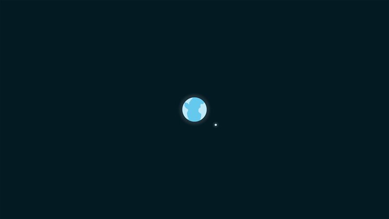 Earth and Moon in Space — Blue, Serene, Illustration