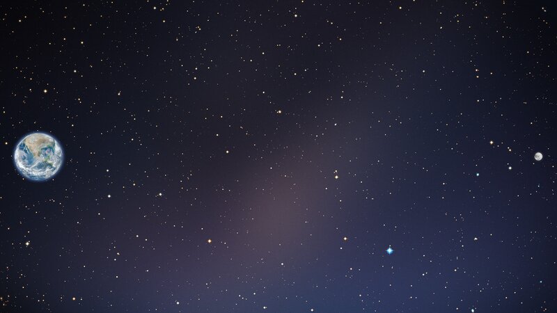 Earth and Moon in Space — Blue, Serene, Night, 3d Render, Stars