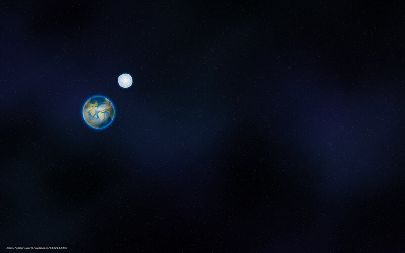 Earth and Moon in Space — Blue, Serene, Night