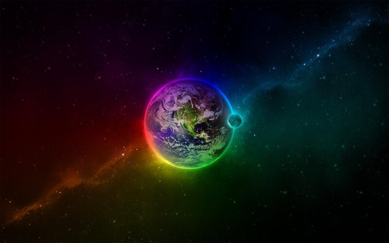 Earth and Moon in Space — Green