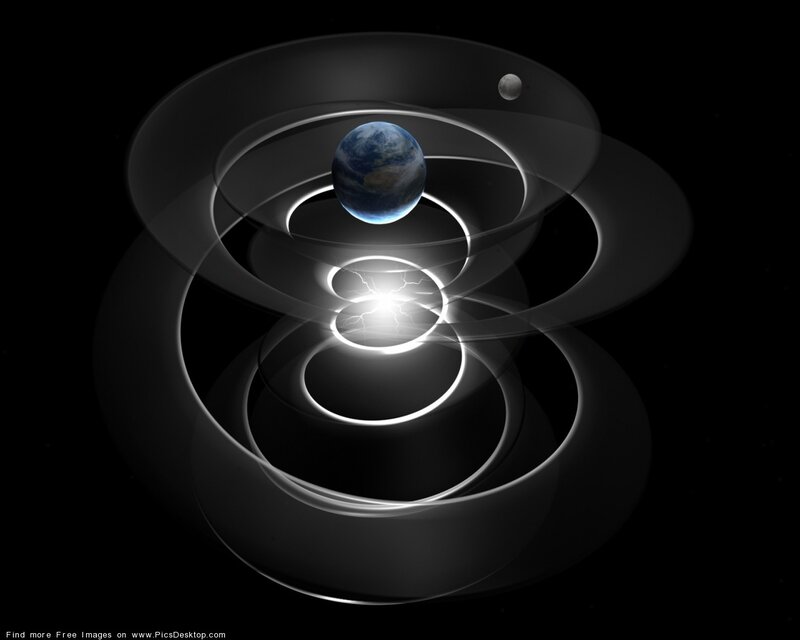 Earth and Moon with Energy Rings