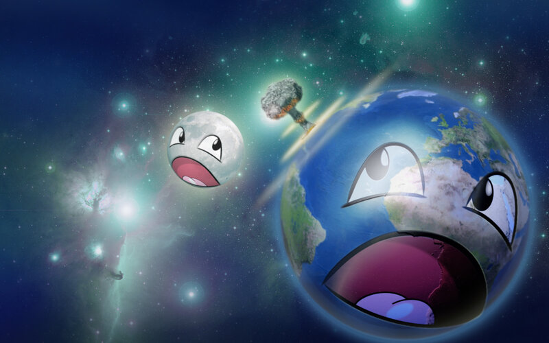 Earth and Moon with Faces