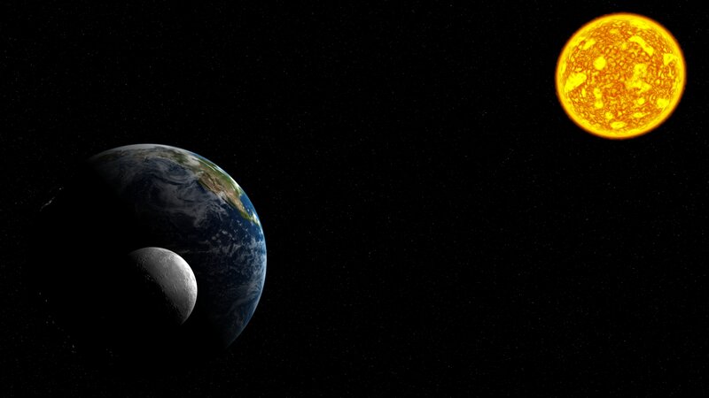 Earth and Moon with Sun — Black