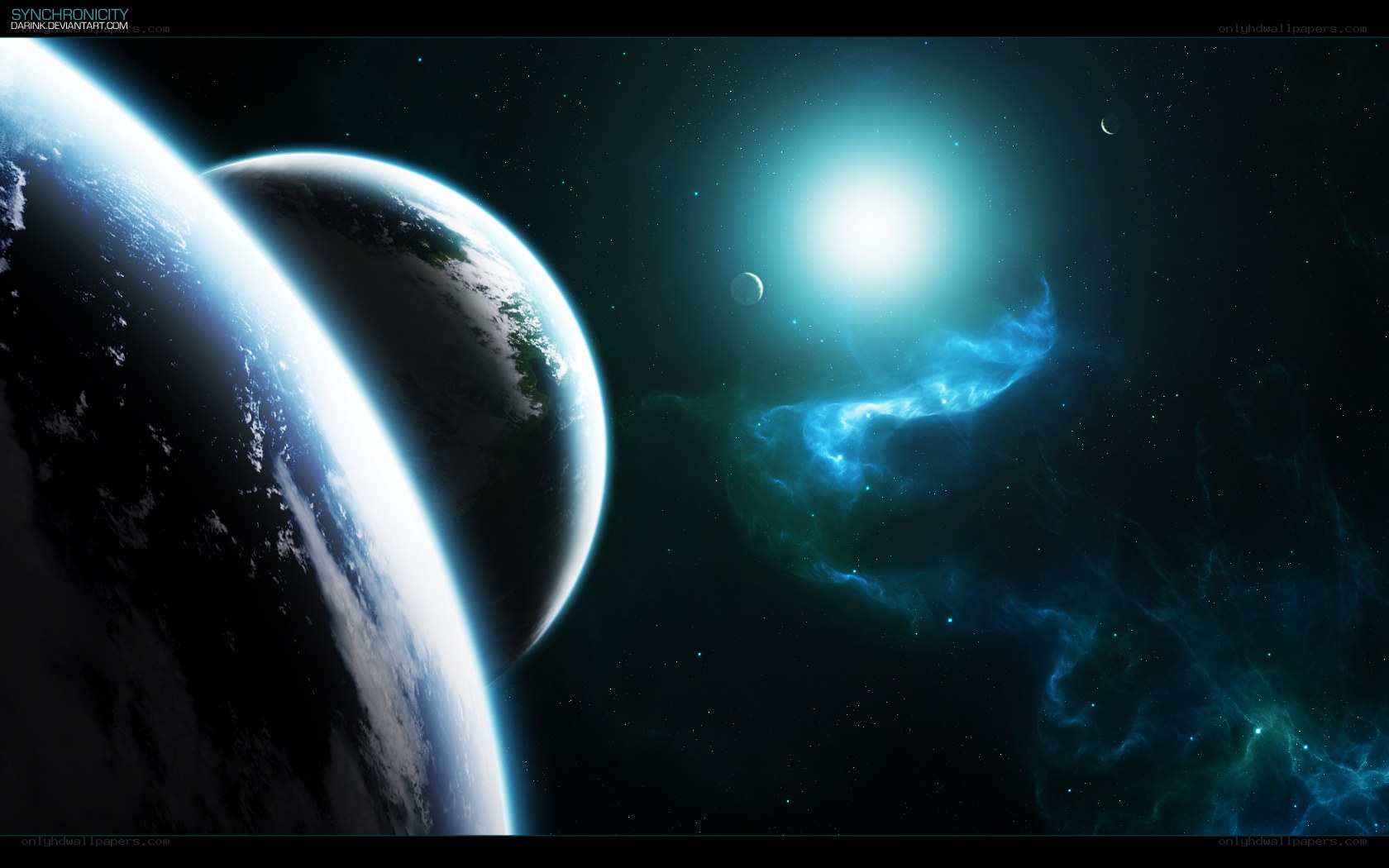Earth and nebula in space