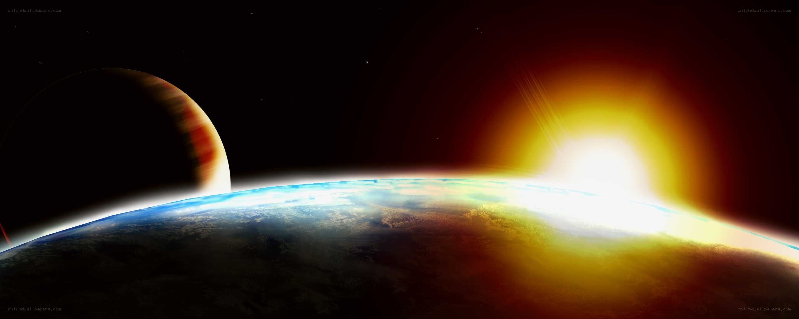Earth and planet in space