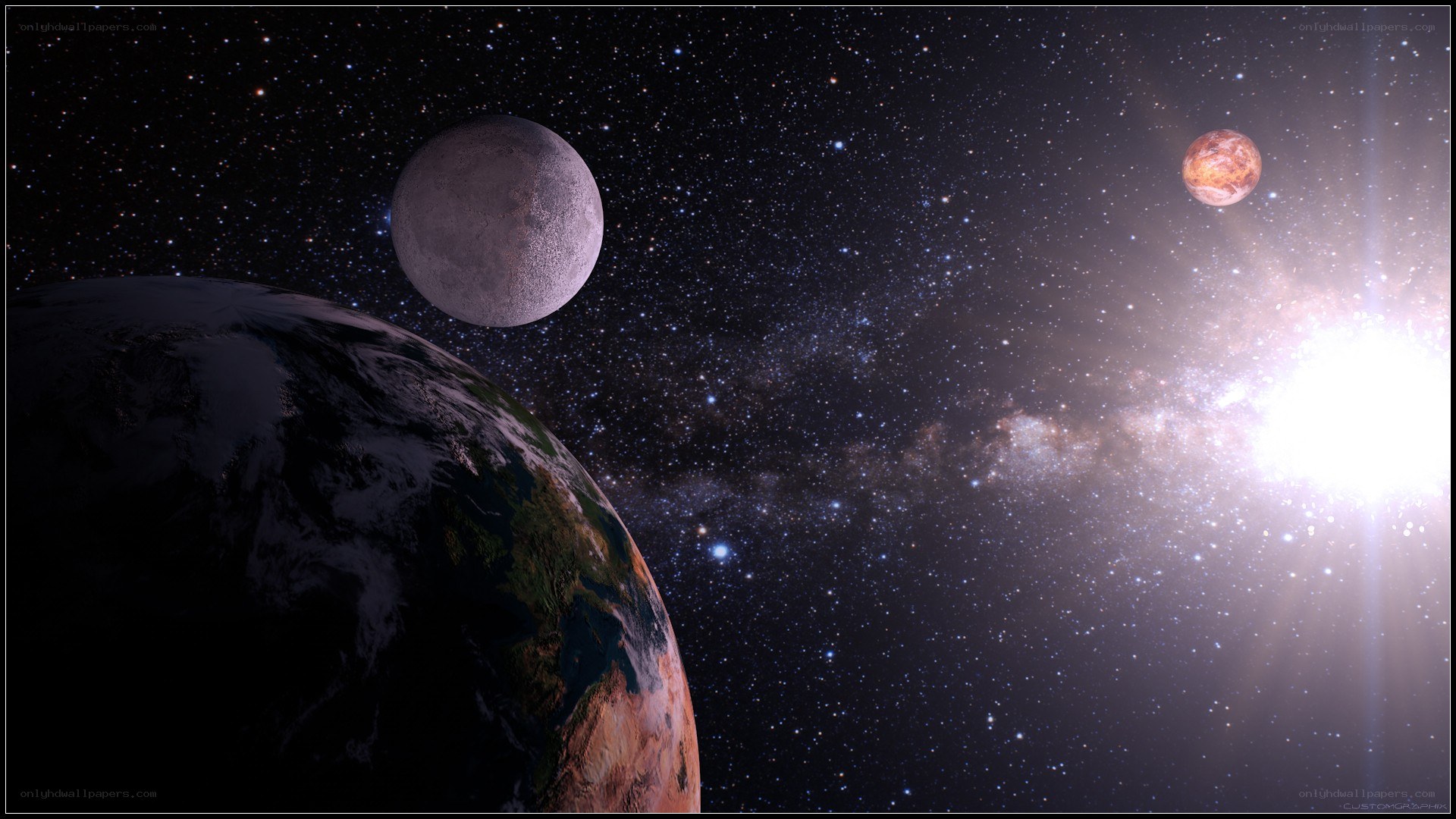 Earth and planets in space