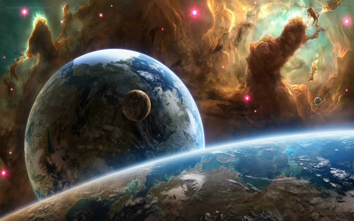 Earth and planets in space