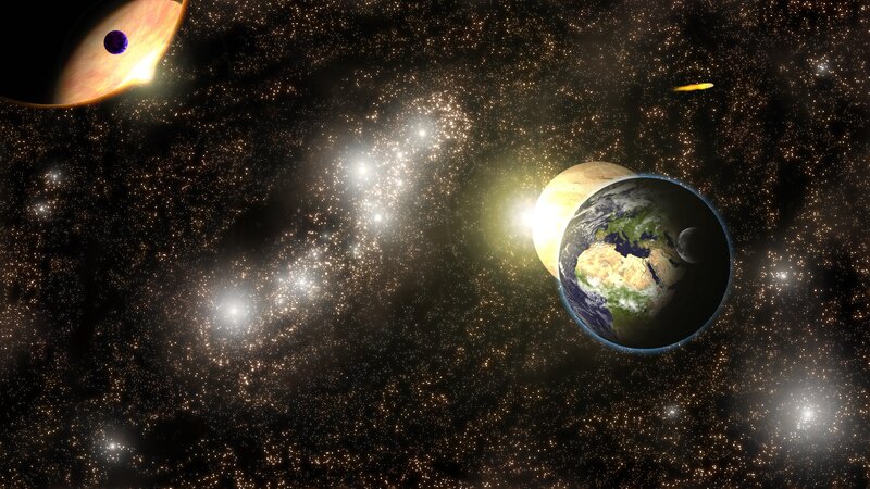 Earth and Planets in Space — Black, Cosmic
