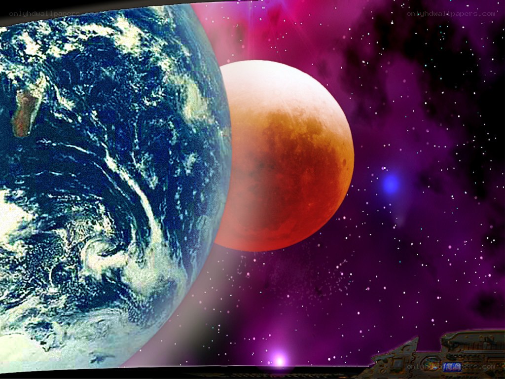 Earth and red planet in space