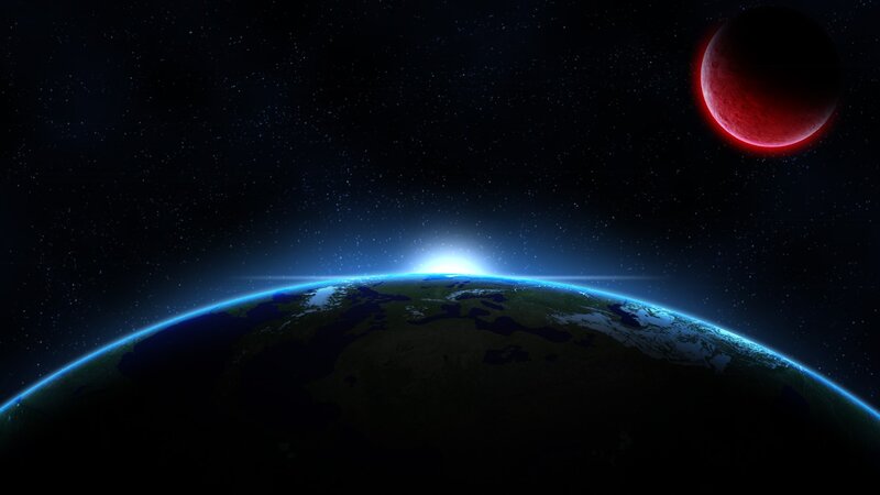 Earth and red planet in space