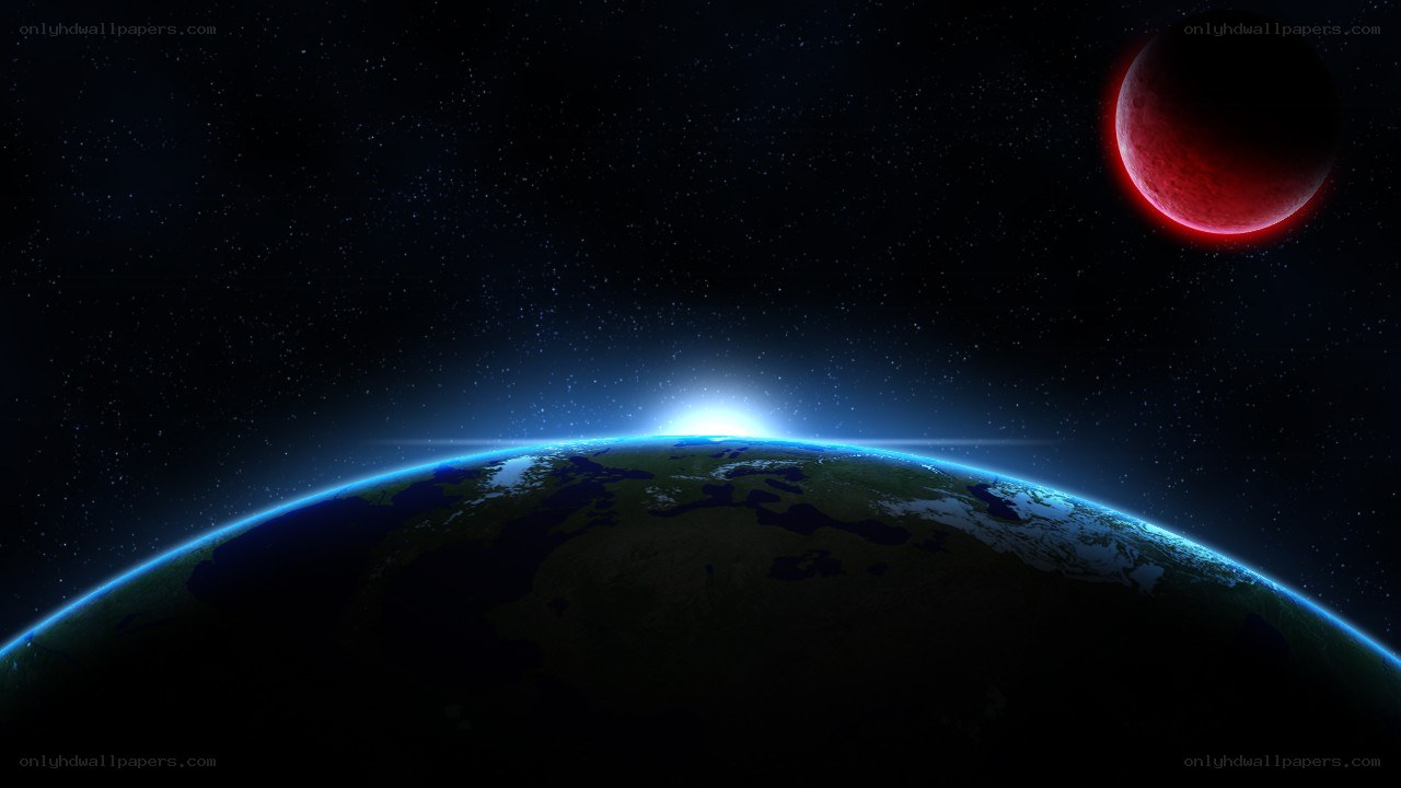 Earth and red planet in space