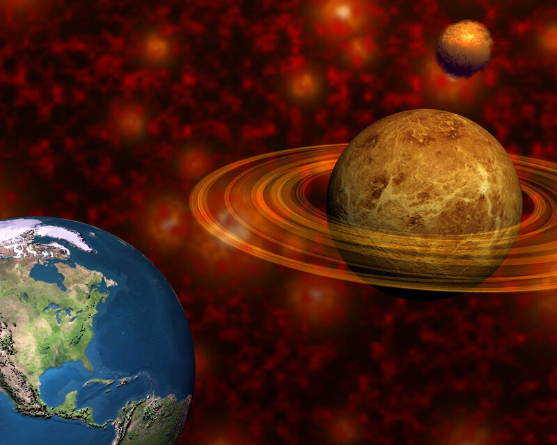 Earth and Saturn Planets
