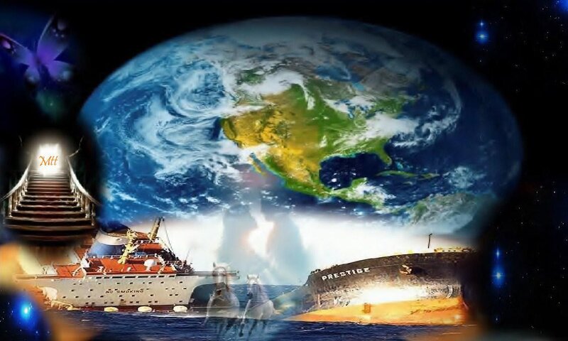 Earth and ships collage